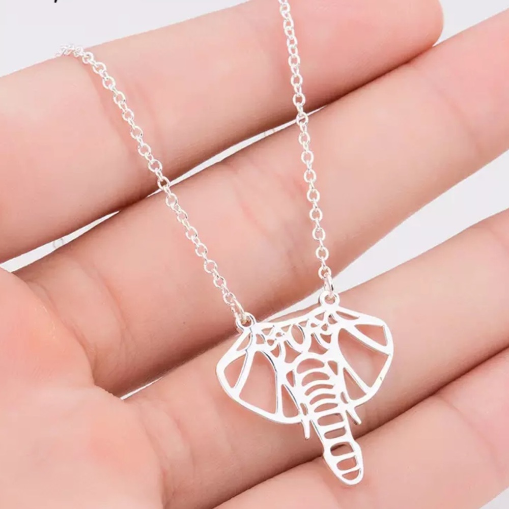 🎉 New Stainless Steel Origami Elephant Necklace